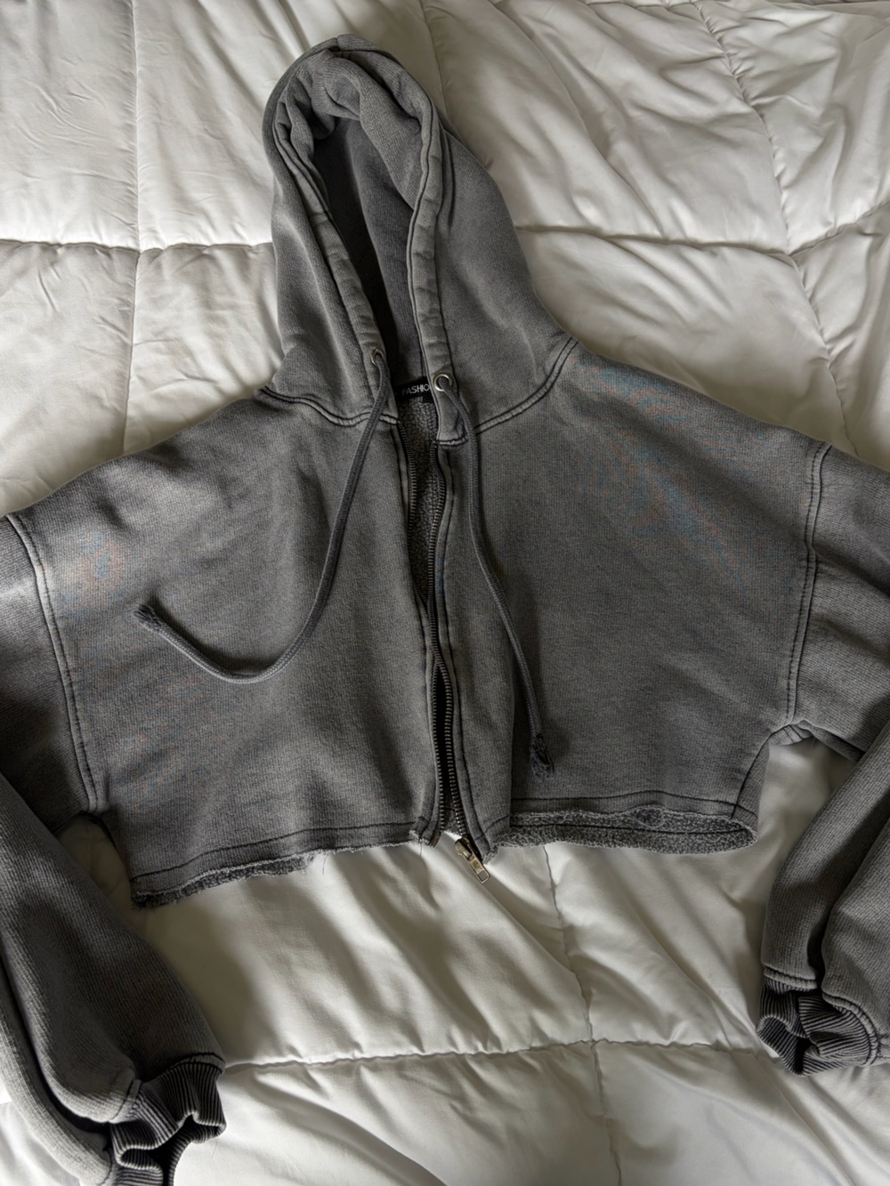 Fashion Nova Cropped Hooded Zip-Up Sweatshirt